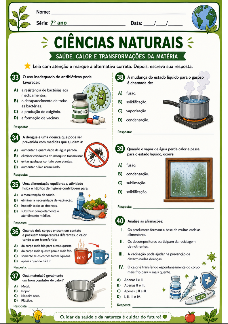 Página de atividade de Ciências 5